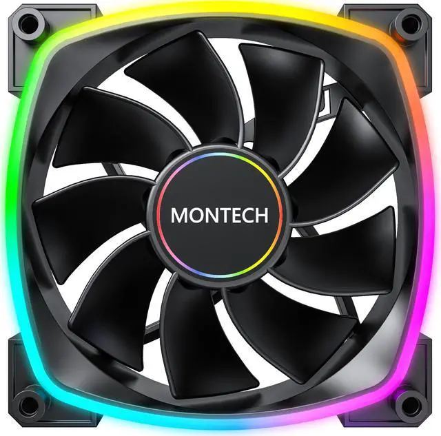 Alt view image 3 of 6 - Montech RX 140 ARGB Reversed Fan 1600PWM, High-End Durability, Silent Performance, and Stunning ARGB Design (140mm, Black)