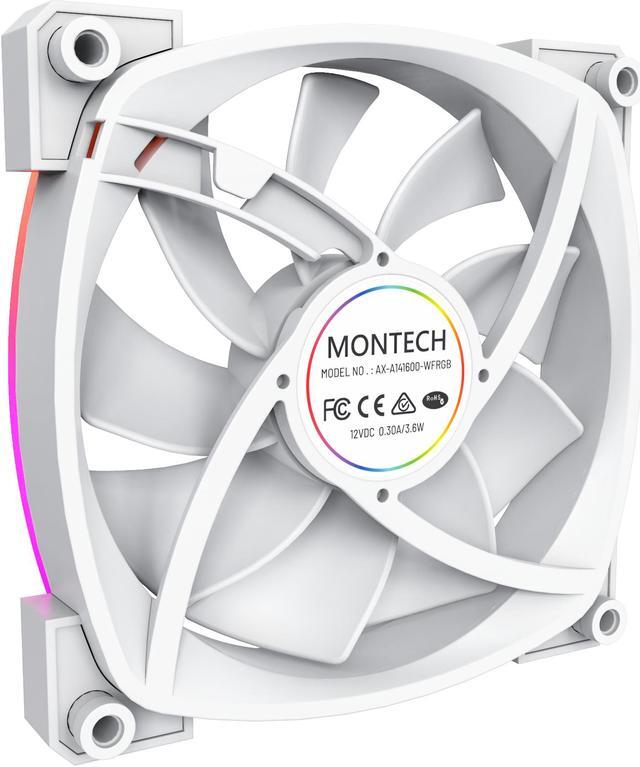 Alt view image 4 of 6 - Montech AX 140 ARGB Standard Fan  1600PWM, High-End Durability, Silent Performance, and Stunning ARGB Design (140mm, White)