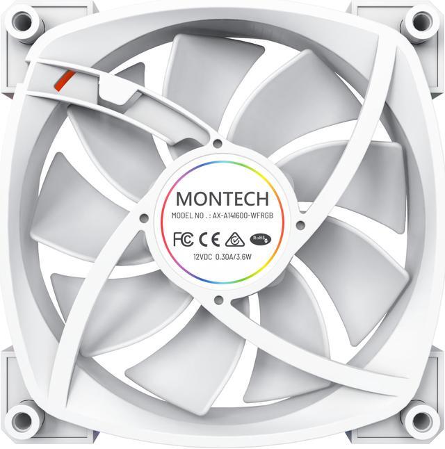 Alt view image 5 of 6 - Montech AX 140 ARGB Standard Fan  1600PWM, High-End Durability, Silent Performance, and Stunning ARGB Design (140mm, White)