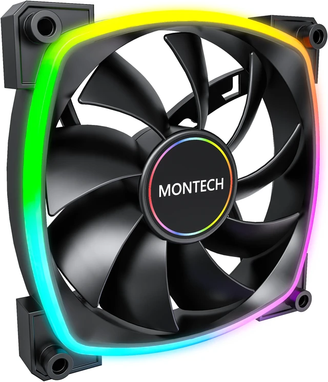 Alt view image 3 of 6 - Montech AX 140 ARGB Standard Fan 1600PWM, High-End Durability, Silent Performance, and Stunning ARGB Design (140mm, Black)
