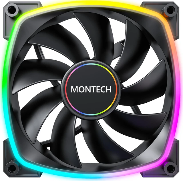 Main image of Montech AX 140 ARGB Standard Fan 1600PWM, High-End Durability, Silent Performance, and Stunning ARGB Design (140mm, Black)