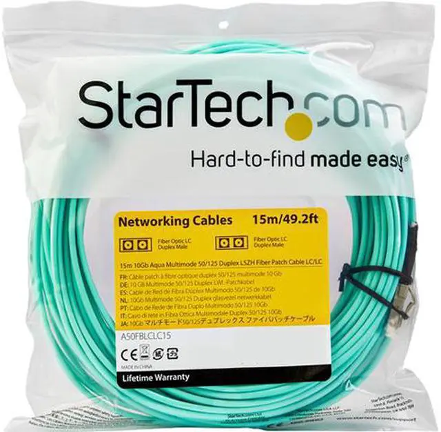 Alt view image 4 of 4 - StarTech.com 15m (50ft) LC/UPC to LC/UPC OM3 Multimode Fiber Optic Cable, Full Duplex Zipcord Fiber, 100Gbps, LOMMF, LSZH Fiber Patch Cord - A50FBLCLC15