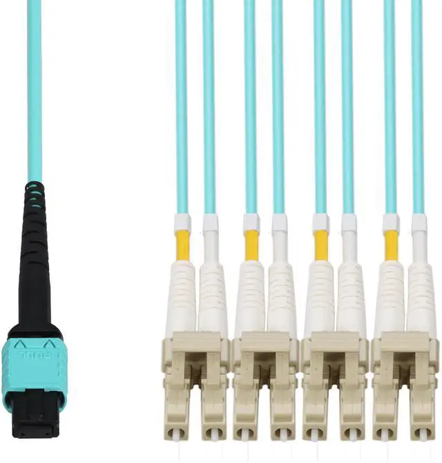 Alt view image 2 of 2 - AddOn 7m MPO/UPC to 4xLC/UPC Duplex Magenta OM4 OFNR Riser-Rated 8-Strand Fiber Fanout Cable