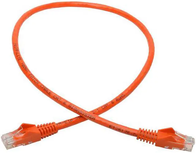Alt view image 5 of 5 - Tripp Lite Cat6 Gigabit Ethernet Snagless Molded Patch Cable UTP Orange RJ45 M/550Mhz 2Ft 2' (N201-002-OR)