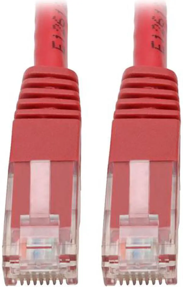 Main image of Tripp Lite Premium Cat5/5e/6 Gigabit Molded Patch Cable, 24 AWG, 550 MHz/1 Gbps (RJ45 M/M), Red, 100 ft. (N200-100-RD)