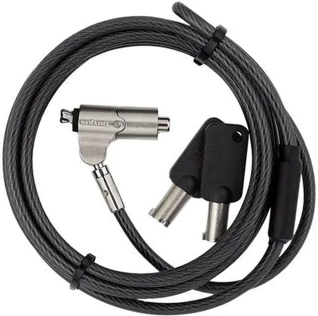 Main image of Targus DEFCON N-KL Mini Keyed Cable Lock - TAA Compliant - Black, Silver - Vinyl, Galvanized Steel - 6 ft - For Notebook, Tablet – 1 Pack - ASP65GLX