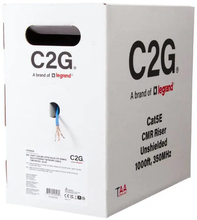 Main image of C2G 1000ft Cat5e Bulk Unshielded Ethernet Network Cable - Blue - TAA - C2G56028