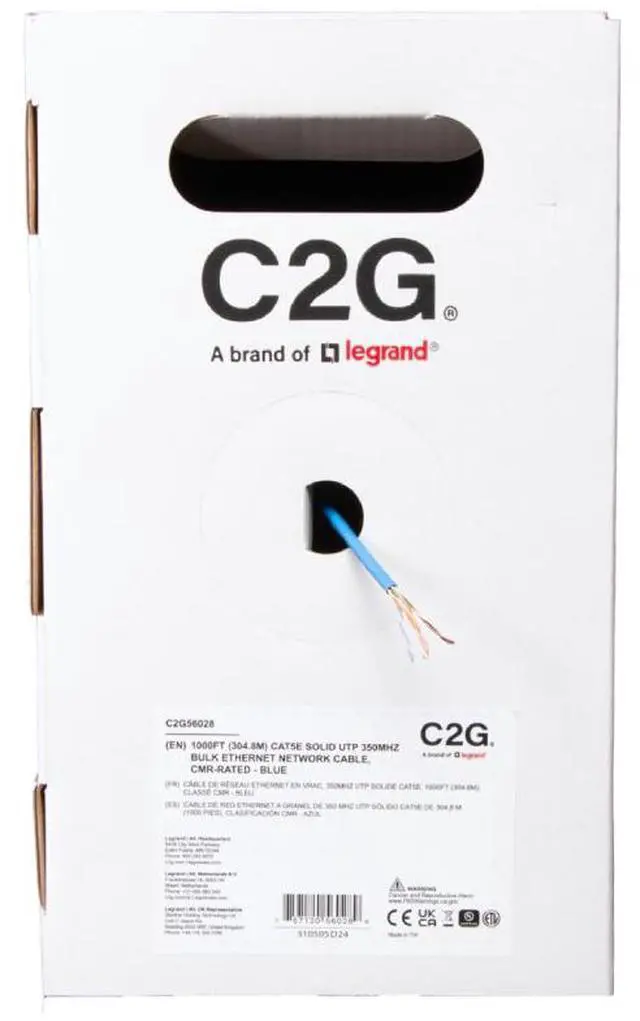 Alt view image 2 of 3 - C2G 1000ft Cat5e Bulk Unshielded Ethernet Network Cable - Blue - TAA - C2G56028