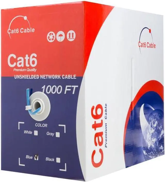 Alt view image 2 of 6 - Cables Direct Online CAT6 1000ft Solid Ethernet LAN Cable Copper Clad Aluminum (CCA) 23AWG High-Speed Network, Gaming, Streaming, and Office Use Blue