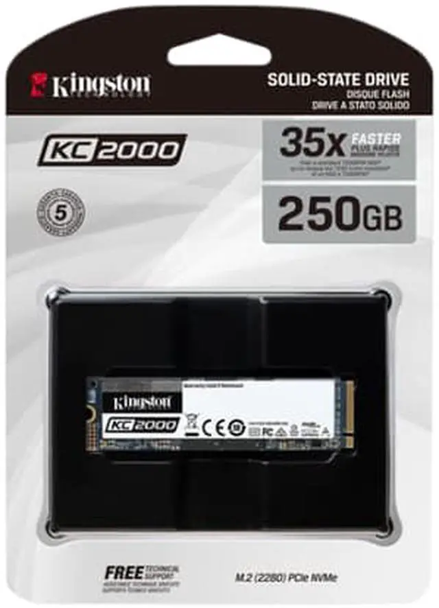 Alt view image 3 of 3 - Kingston KC2000 M.2 2280 250GB NVMe PCIe Gen 3.0 x4 96-layer 3D TLC Internal Solid State Drive (SSD) SKC2000M8/250G