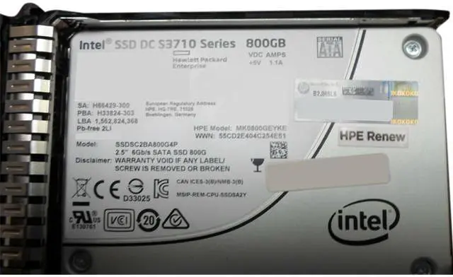 Main image of HP 800GB 3.5 SATA SSD in Gen8/9 tray (804638-003)