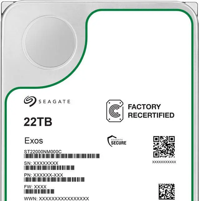 Alt view image 3 of 5 - Seagate (Recertified) Exos X 22TB Internal Hard Drive HDD - 3.5 In CMR SATA 6Gb/s, 7200 RPM, 512MB Cache, 2.5M MTBF (ST22000NM000C)
