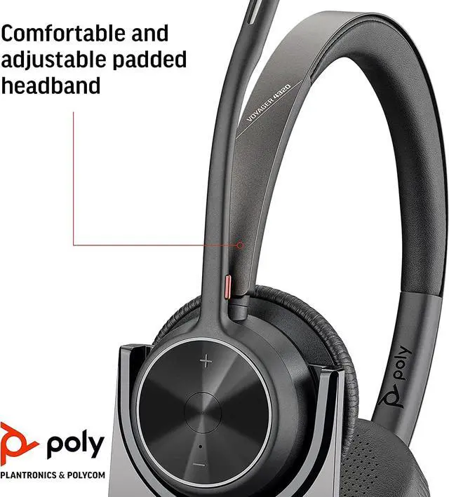 Alt view image 5 of 6 - Poly - Voyager 4320 UC Wireless Headset + Charge Stand (Plantronics) - Headphones with Boom Mic - Connect to PC/Mac via USB-A Bluetooth Adapter, Cell Phone via Bluetooth - Works with Teams, Zoom &More
