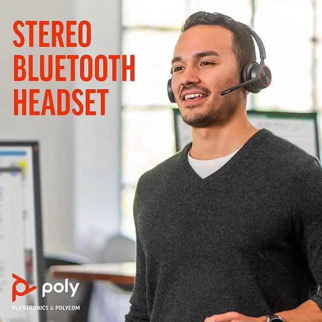 Alt view image 6 of 6 - Poly - Voyager 4320 UC Wireless Headset + Charge Stand (Plantronics) - Headphones with Boom Mic - Connect to PC/Mac via USB-A Bluetooth Adapter, Cell Phone via Bluetooth - Works with Teams, Zoom &More