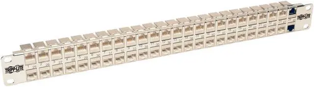 Main image of Tripp Lite 48-Port 1U Rack-Mount STP Shielded Cat6a Feedthrough Patch Panel, RJ45 Ethernet N254-048-SH-6A