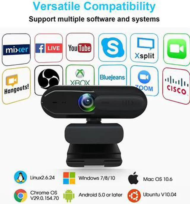 Alt view image 3 of 6 - EACH Full HD Webcam 1080p USB Webcam Autofocus Camera HDR Webcam Widescreen with Privacy Cover Video Calling and Recording for Laptop PC Skype Stream Gaming