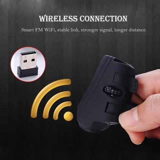 Alt view image 7 of 7 - Black 2.4GHz USB Finger Wireless Optical Mouse Portable 2.4Ghz Wireless Rechargeable Finger Ring Mice For PC Laptop Computer