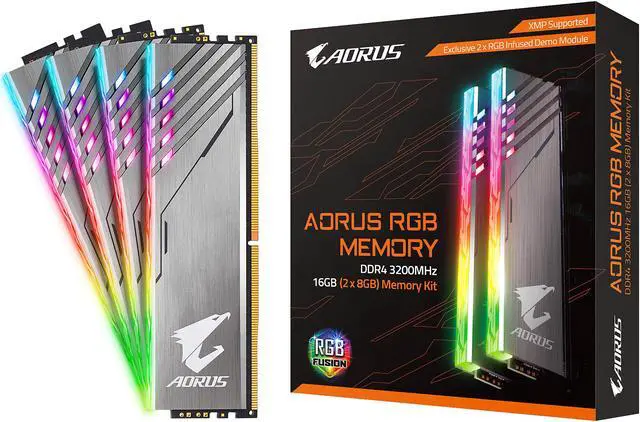 Alt view image 9 of 9 - Gigabyte AORUS RGB 16GB (2 x 8GB) 288-Pin DDR4 SDRAM DDR4 3200 (PC4 25600) with Additional 2 Sticks of Demo Kit, Desktop Memory Model GP-AR32C16S8K2SU416R