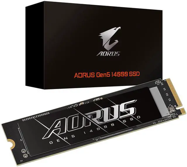 Main image of GIGABYTE AORUS Gen5 14000 SSD 2TB PCIe 5.0 NVMe M.2 Internal Solid State Hard Drive with Read Speed Up to 14500MB/s, Write Speed Up to 12700MB/s, AG514K2TB