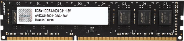 Main image of Avexir Budget Series 8GB DDR3 1600 (PC3 12800) Desktop Memory Model AVD3U16001108G-1BW