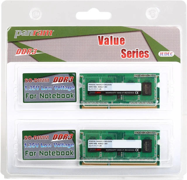 PANRAM 8GB (2 x 4GB) 204-Pin DDR3 SO-DIMM DDR3L 1600 (PC3L 12800