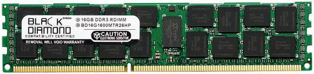 Main image of Black Diamond Memory 16GB ECC Registered DDR3 1600 (PC3 12800) System Specific Memory Model BD16G1600MTR26HP