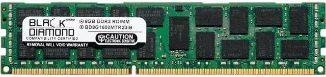 Main image of Black Diamond Memory 8GB ECC Registered DDR3 1600 (PC3 12800) System Specific Memory Model BD8G1600MTR23IB