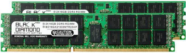 Main image of Black Diamond Memory 32GB (2 x 16GB) ECC Registered DDR3 1333 (PC3 10600) System Specific Memory Model BD16GX21333MTR23HP
