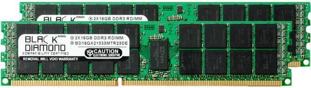 Main image of Black Diamond Memory 32GB (2 x 16GB) ECC Registered DDR3 1333 (PC3 10600) System Specific Memory Model BD16GX21333MTR23DE