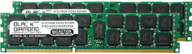 Main image of Black Diamond Memory 32GB (2 x 16GB) ECC Registered DDR3 1866 (PC3 14900) System Specific Memory Model BD16GX21866MTR26DE