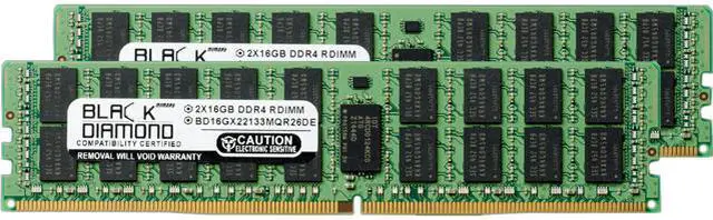 Main image of Black Diamond Memory 32GB (2 x 16GB) 288-Pin DDR4 SDRAM ECC Registered DDR4 2133 (PC4 17000) System Specific Memory Model BD16GX22133MQR26DE