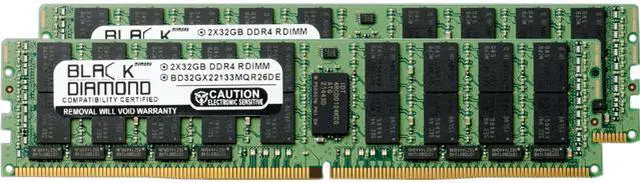 Main image of Black Diamond Memory 64GB (2 x 32GB) 288-Pin DDR4 SDRAM ECC Registered DDR4 2133 (PC4 17000) System Specific Memory Model BD32GX22133MQR26DE