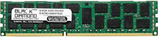 Main image of Black Diamond Memory 8GB ECC Registered DDR3 1866 (PC3 14900) Server Memory Model BD8G1866MTR26