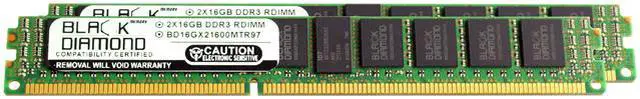 Main image of Black Diamond Memory VLP 32GB (2 x 16GB) ECC Registered DDR3 1600 (PC3 12800) Server Memory Model BD16GX21600MTR97