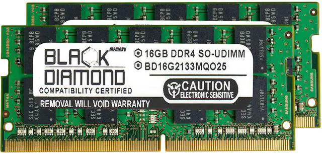 Main image of Black Diamond Memory 32GB (2 x 16GB) ECC Unbuffered DDR4 2133 (PC4 17000) Server Memory Model BD16GX22133MQO25