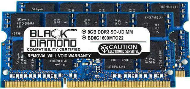Main image of Black Diamond Memory 16GB (2 x 8GB) ECC Unbuffered DDR3 1600 (PC3 12800) Server Memory Model BD8GX21600MTO22