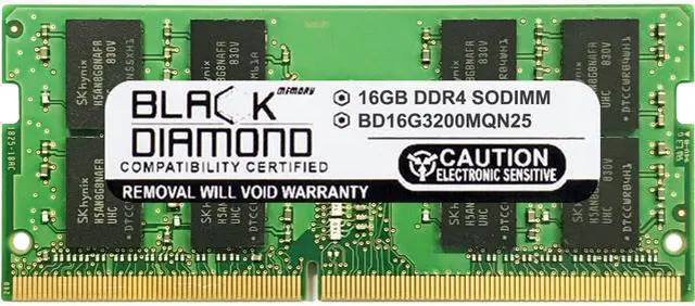 Main image of Black Diamond Memory 16GB 260-Pin DDR4 SO-DIMM DDR4 3200 (PC4 25600) Laptop Memory Model BD16G3200MQN25