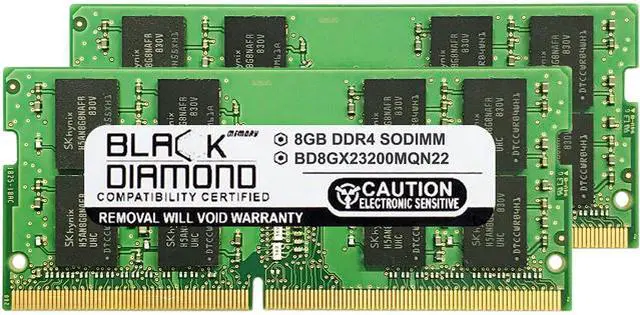 Main image of Black Diamond Memory 16GB (2 x 8GB) 260-Pin DDR4 SO-DIMM DDR4 3200 (PC4 25600) Laptop Memory Model BD8GX23200MQN22