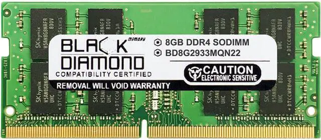 Main image of Black Diamond Memory 8GB 260-Pin DDR4 SO-DIMM DDR4 2933 (PC4 23400) Laptop Memory Model BD8G2933MQN22