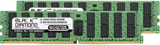Main image of Black Diamond Memory 32GB (2 x 16GB) ECC Registered DDR4 2933 (PC4 23400) Server Memory Model BD16GX22933MQR26