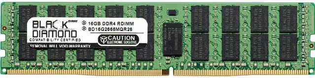 Main image of Black Diamond Memory 16GB ECC Registered DDR4 2666 (PC4 21300) Server Memory Model BD16G2666MQR26