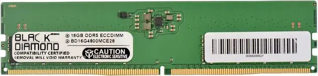 Main image of Black Diamond 16GB (2Rx8) DDR5 4800 ECC Memory  BD16G4800MCE28