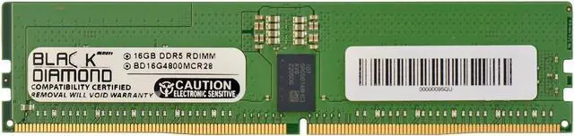 Main image of Black Diamond 16GB (2Rx8) DDR5 4800 ECC REG Memory  BD16G4800MCR28