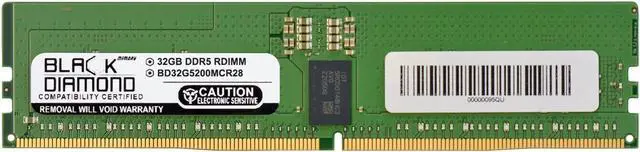 Main image of Black Diamond 32GB (2Rx8) DDR5 5200 ECC REG Memory  BD32G5200MCR28