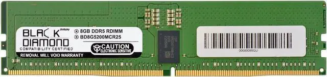 Main image of Black Diamond 8GB (2Rx8) DDR5 5200 ECC REG Memory  BD8G5200MCR28