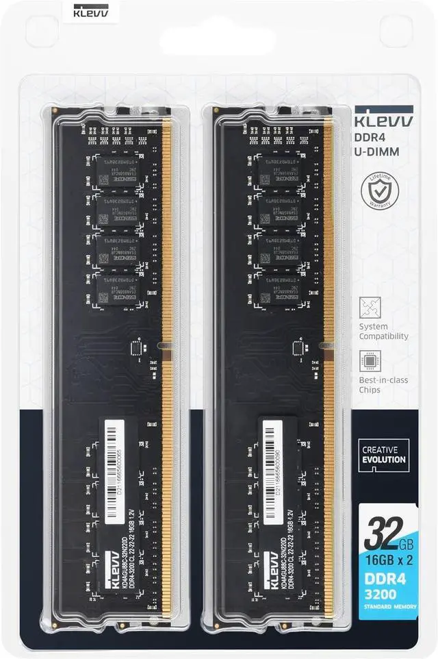 Alt view image 2 of 6 - Klevv 32GB (2 x 16GB) 288-Pin PC RAM DDR4 3200 (PC4 25600) Desktop Memory Model KD4AGUA80-32N220D