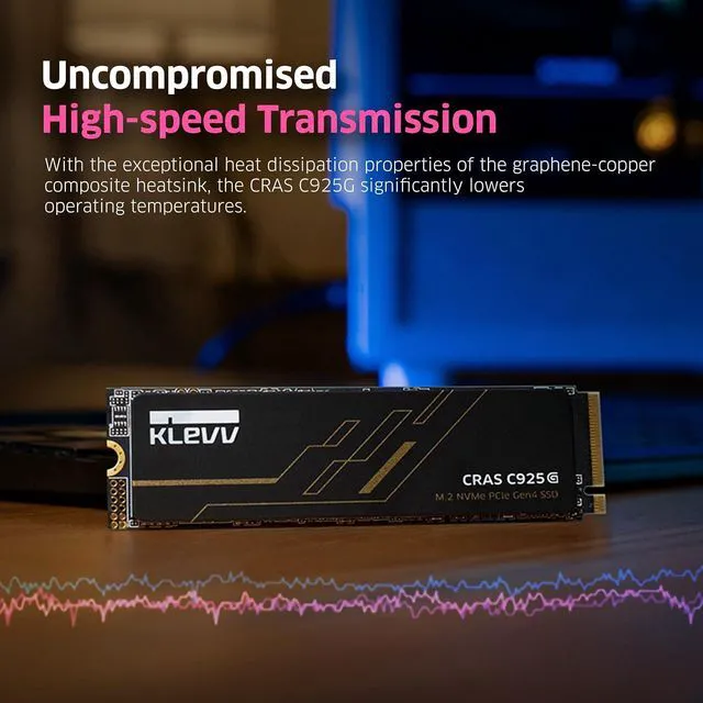 Alt view image 7 of 8 - KLEVV CRAS C925G 1TB M.2 2280 NVMe PCIe Gen4x4 Internal Gaming SSD with Graphene Heatsink, Compatible with PS5, up to 7400MB/s (K01TBM2SP0-25G)