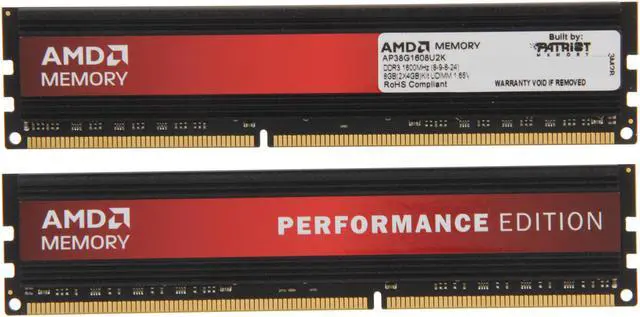 Alt view image 2 of 3 - AMD Performance Edition 8GB (2 x 4GB) DDR3 1600 (PC3 12800) Desktop Memory Model AP38G1608U2K