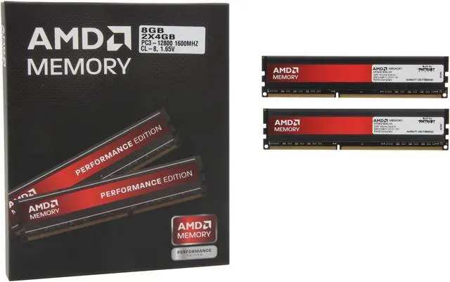 Alt view image 3 of 3 - AMD Performance Edition 8GB (2 x 4GB) DDR3 1600 (PC3 12800) Desktop Memory Model AP38G1608U2K