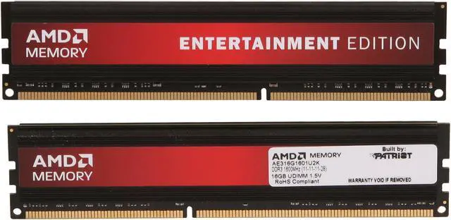 Alt view image 2 of 3 - AMD Entertainment Edition 16GB (2 x 8GB) DDR3 1600 (PC3 12800) Desktop Memory Model Radeon RE1600 (AE316G1601U2K)